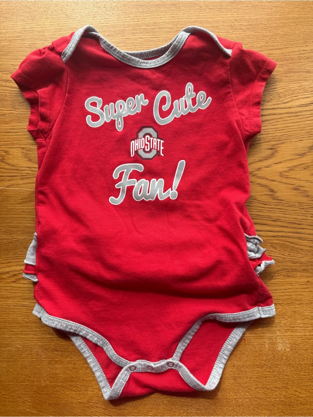 Ohio State Super Cute Fan Red Onesie Ruffles 24M